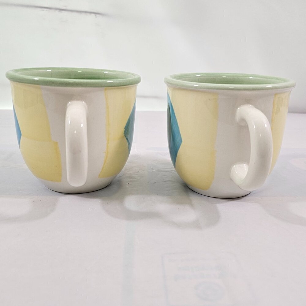 Pier 1 Italy Hand Painted 14 Oz Earthenware Coffee Tea Mugs Cups – Set of 2 - Picture 11 of 16